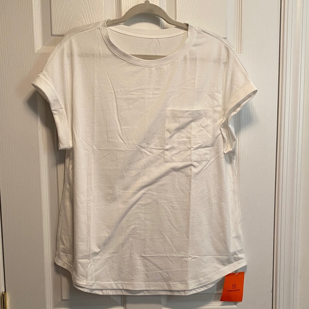 Tankaneo White T-Shirt with Pocket…size L